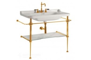 Kerasan Waldorf Металлическая структура для раковины 100см, со стеклянной полочкой, цвет золото  (из 2-х коробок: арт. 919691+920291 и 919901)