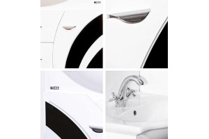 Тумба с раковиной Misty Каролина 60 3 ящика R черное стекло - 3