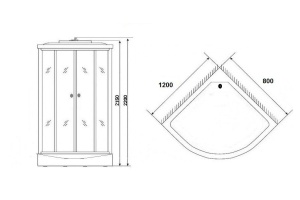 Душевая кабина NG-1903-01L (1200х800х2200) низкий поддон(16см) стекло ТОНИРОВАННОЕ - 2