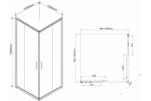 Душевой уголок Vincea Garda 100x100 профиль сталь стекло прозрачное - 3