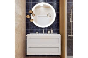 PLATINO База под раковину подвесная с двумя выкатными ящиками, Белый глянец AM-Platino-1000-2C-SO-BL -Cer