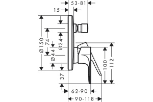 Смеситель для ванны с душем Hansgrohe Rebris E хром - 3
