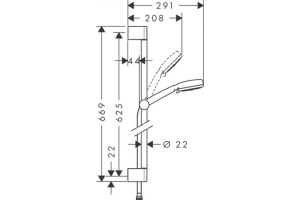 Душевой набор 9 л/мин 0,65м Hansgrohe Crometta 100 Vario EcoSmart 26654400, белый/хром - 2