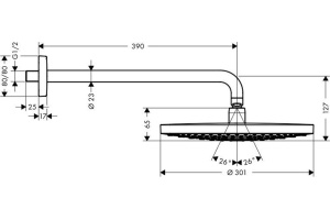 Верхний душ Hansgrohe Raindance Select S 300 2jet 27378400 - 2
