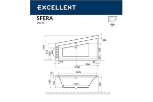 Акриловая ванна Excellent Sfera 170х100 левая белая с гидромассажем - 3