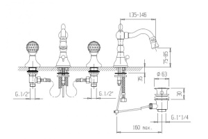 Смеситель для биде Cezares Atlantis-nostalgia хром (ATLANTIS-NOSTALGIA-BBS2-01) - 3
