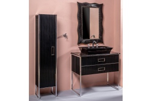 Шкаф-пенал Armadi Art Monaco L черный глянец - хром - 2