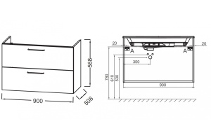 Тумба для комплекта Jacob Delafon Odeon Rive Gauche 90 дуб табак, 2 ящика, ручки черные - 3
