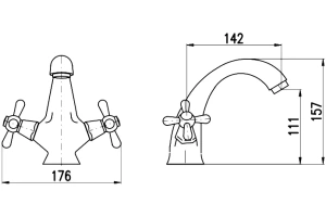 Смеситель для раковины Rav Slezak Morava retro черный матовый - бронза - 2