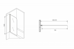 Шторка на ванну ABBER Ewiges Wasser 80х140 профиль хром (AG52080) - 3