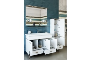 Тумба с раковиной Sanflor Бруно 105 белый, орегон, напольная - 3