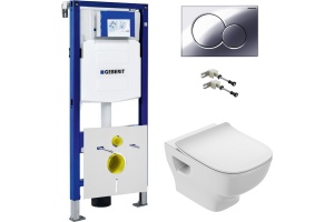 Комплект Система инсталляции для унитазов Geberit Duofix UP320 111.300.00.5 + Чаша для унитаза подвесного Jacob Delafon Struktura EDF102-00 + Кнопка смыва