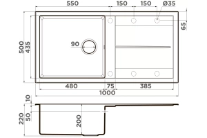 Мойка кухонная Omoikiri Sumi Artceramic/графит (4997109) - 2