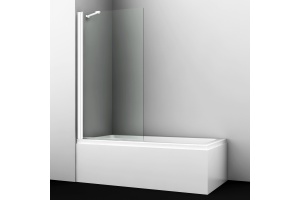 Шторка на ванну Wasserkraft Berkel 80х140 профиль белый стекло прозрачное