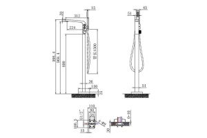 Смеситель напольный Black&White Universell черный матовый - 3