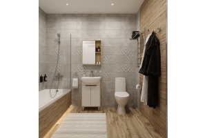 Мебель для ванной DIWO Углич 50 в скандинавском стиле, белый, под дерево - 2