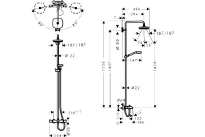 Душевая стойка Hansgrohe Croma Select S 180 2 jet 27351400 - 2