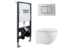 Комплект унитаза с инсталляцией Abber Bequem с кнопкой смыва хром