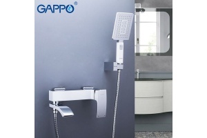 Смеситель для ванны с изливом служит переключателем на лейку белый/хром G3207-8 - 2