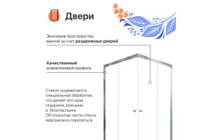 Душевой уголок DIWO Анапа 100х100, профиль хром глянец - 2