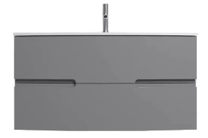 EB1889RU-442 Nona Мебель с интегрированными ручками, глянцевый серый антрацит, 100 см, 2 ящика