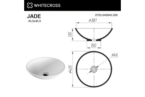 Раковина накладная Whitecross Jade D 40.5 белая матовая - 3