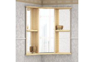 Зеркало-шкаф Misty Olimpia Lux 60 угловой R бежевая патина