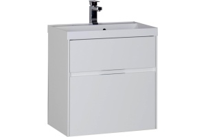 Тумба с раковиной Aquanet Латина 60 2 ящика белая - 3