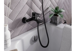 Смеситель для ванны с душем STWORKI by Damixa Хельсинки HFHS10030 черный, настенный, латунь, однорычажный, с душевым гарнитуром - 3