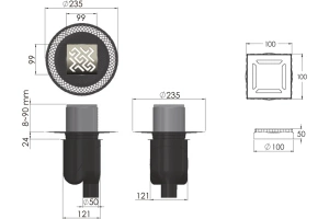 Душевой трап Berges Platz Antik 10х10 хром матовый - 2