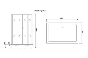 Душевая кабина Niagara Premium NG-6912-01GQR BLACK 120х80х210 правая, черная - 3