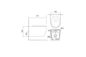 AQ1106L-00 ЕВРОПА Унитаз подвесной безободковый 525*360*260мм, тонкое сиденье с механизмом плавного закрывания, крепеж - 2