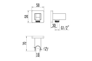 Подключение для душевого шланга с креплением для лейки Lemark LM4585C для LM4519C, хром - 2