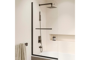 Шторка на ванну RGW Screens SC-114 80х140 профиль черный стекло прозрачное