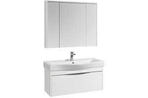 Мебель для ванной STWORKI Хельсинки 100 белая, подвесная, в современном стиле, российская (гарнитур, комплект) - 2