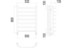 Водяной полотенцесушитель Terminus Виктория П8 500x800 Хром - 3
