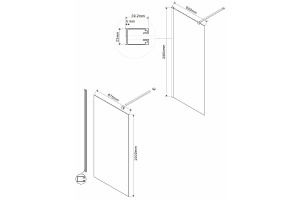 Душевая перегородка Vincea Walk-In 90х200 золото стекло прозрачное - 2
