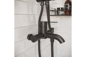 Смеситель для ванны с душем STWORKI by Damixa Стокгольм HFSG10030 черный, однорычажный, латунь, настенный, матовый - 3