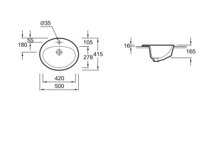 Раковина Jacob Delafon Ovale Dessus E1358 50 см - 2