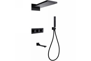Душевая система Abber Daheim с термостатом черная матовая