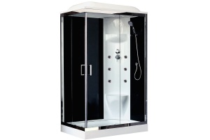 Душевая кабина Royal Bath 120x80 R стекло прозрачное задняя стенка черная с гидромассажем