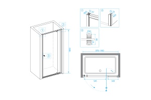 Душевая дверь RGW Passage PA-02B 100х185 профиль черный стекло прозрачное - 3