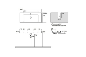 KERASAN Cento раковина 100х45 с 1отв под смеситель, белая - 2