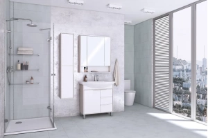 Комплект мебели Aquaton Рико 80 белый-светлое дерево