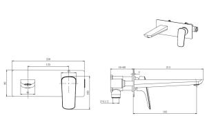 Смеситель для раковины AQUATEK ВЕГА AQ1013CR, настенный, внешняя и скрытая часть - 2