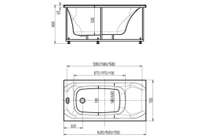 Акриловая ванна Aquatek Альфа 170x70 см ALF170-0000007 с гидромассажем, белый - 2