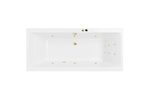 Акриловая ванна Excellent Pryzmat Slim 180x80 белая золото с гидромассажем