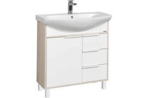 Тумба под раковину Aquaton Рико 80 белый-светлое дерево - 2