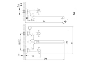 Смеситель для ванны Lemark Contour хром (LM7451C) - 2