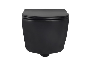 Унитаз подвесной Abber Bequem безободковый с сиденьем микролифт черный матовый - 3